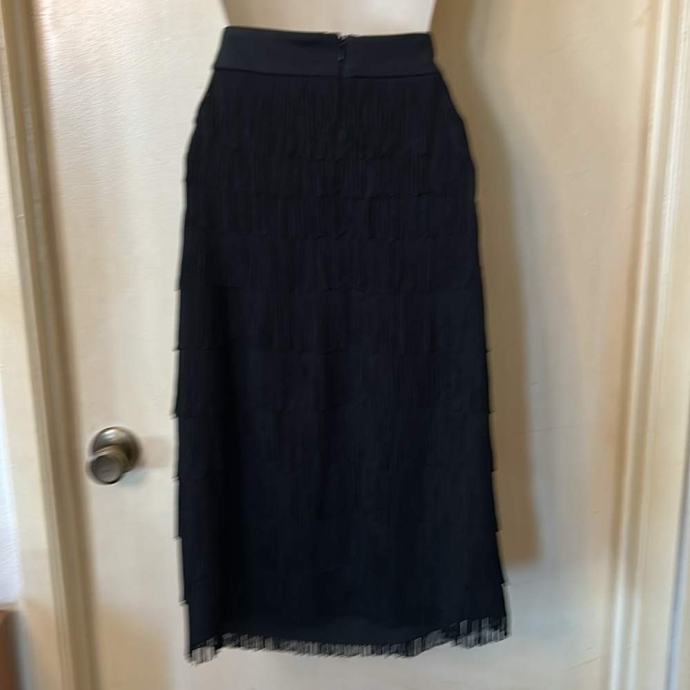 Jaygodfrey black silk fringe skirt size 8 - Picture 5 of 8